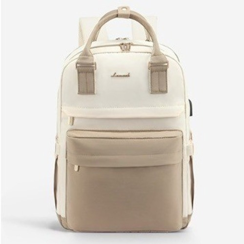 Lovevook Laptop Backpack Cream Tan Two Tone Travel School Bag